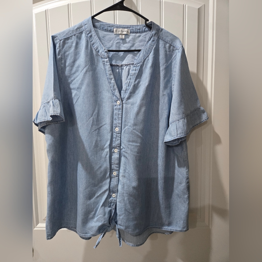 Kim Rogers Light Blue Casual Button Down Shirt
